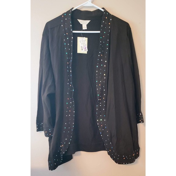 NWT - CJ Banks - Brown Cotton Jacket with Beadwork - 3X - Picture 1 of 10